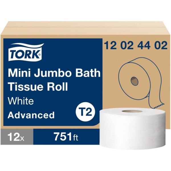 Tork® Jumbo Jr. Toilet Paper, 2-Ply, White, 751-ft., 12 Rolls (12024402)