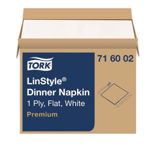 Tork LinStyle Dinner Napkin, 1-Ply, 15 x 16, White, 1,000/Carton (716002)