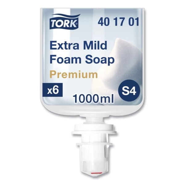 Tork Premium Extra Mild Foam Soap Refill, Sensitive Skin, Unscented, 1 L, 6/Carton (401701)