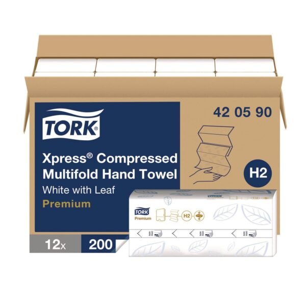 Tork® Xpress Compressed Multifold Hand Towels, 1-Ply, White, 2400 Towels (420590)