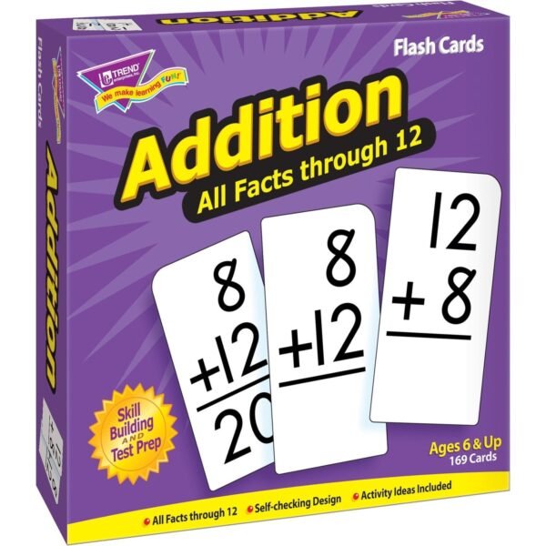 Trend Addition all facts through 12 Flash Cards Theme/Subject: Learning - Skill Learning: Addition - 169 Pieces - 6+ - 169 / Box (53201)