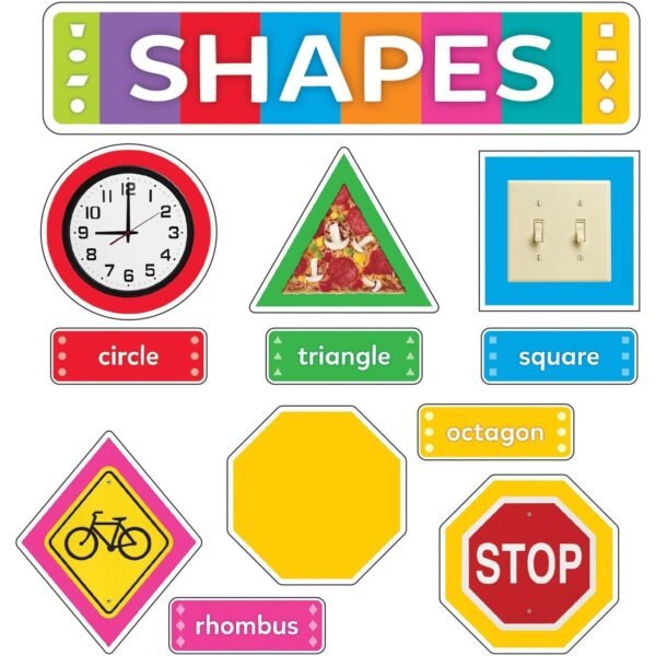 Trend Shapes All Around Us Learning Set Learning Theme/Subject - 1 x Circle, 1 x Triangle, 1 x Square, 1 x Oval, 1 x Octagon, 1 x Parallelogram, 1 x Rhombus, 1 x Rectangle, 1 x...