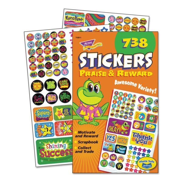 TREND Sticker Assortment Pack, Frogs, Starts, Thank You!, Assorted Colors, 738/Pad (5011)