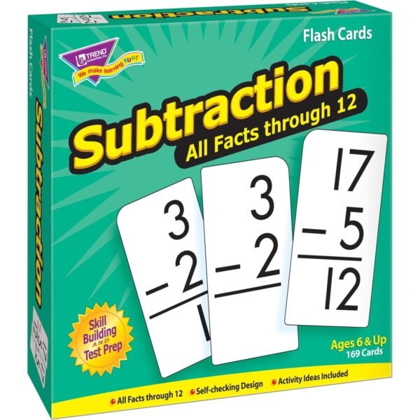Trend Subtraction all facts through 12 Flash Cards Theme/Subject: Learning - Skill Learning: Subtraction - 169 Pieces - 6+ - 169 / Box (53202)