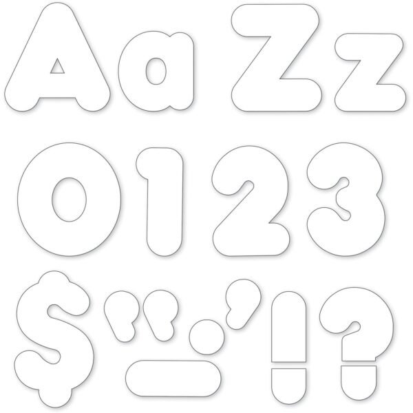 Trend White 4" Casual Ready Letters Combo Pack Learning Theme/Subject - 50 x Uppercase Letters, 82 x Lowercase Letters, 20 x Numbers, 30 x Punctuation Marks Shape - Reusable,...