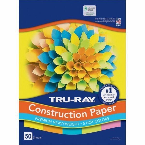 Tru-Ray Construction Paper Art Project - 18" Width x 12" Length - 50 / Pack - Hot Assorted - Sulphite, Paper (6597)