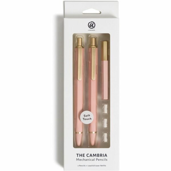 U Brands Cambria Mechanical Pencils #2 - Refillable - Matte Blush Barrel - 2 / Pack (2412U0424)