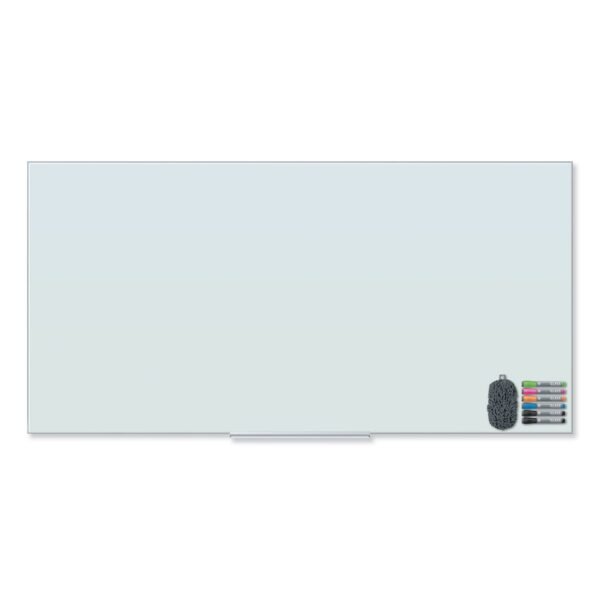 U Brands Floating Glass Dry Erase Board, 70 x 35, White (3978U0001)
