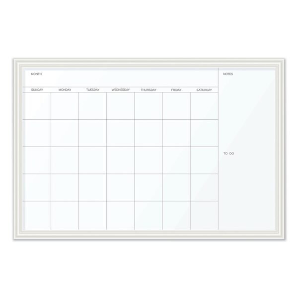 U Brands Magnetic Dry Erase Calendar with Decor Frame, One Month, 30 x 20, White Surface, White Wood Frame (2075U0001)