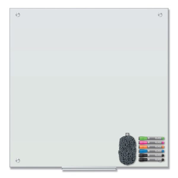 U Brands Magnetic Glass Dry Erase Board Value Pack, 35" x 35", Frosted White (3971U0001)