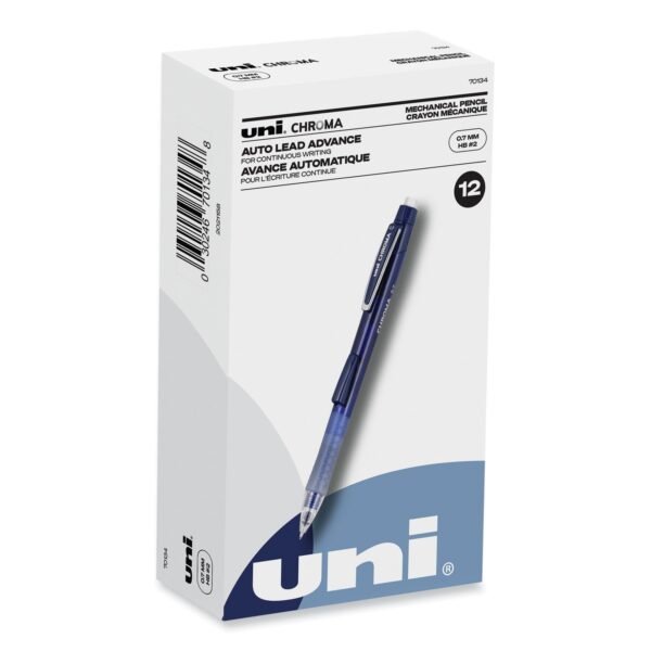uni-ball Chroma Mechanical Pencil, 0.7 mm, HB (#2), Black Lead, Cobalt Barrel, Dozen 0.7 mm Black Lead - HB, #2 - Cobalt Blue Barrel - 1 Dozen (70134)
