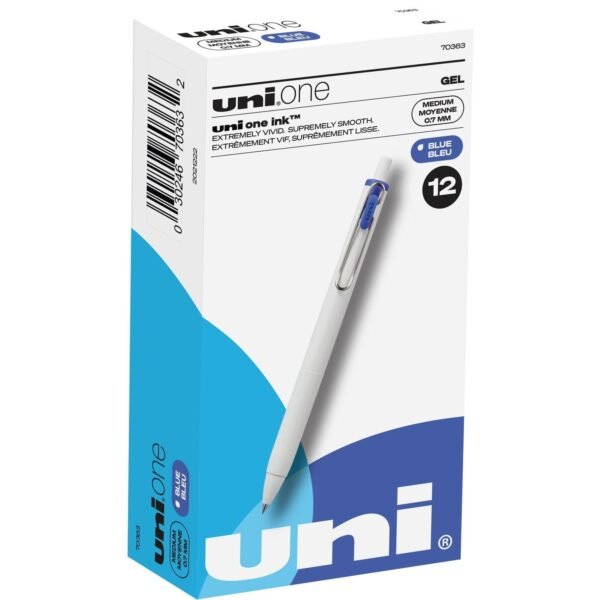 uni-ball uni® ONE Gel Pen 0.7 mm Medium Pen Point - Blue Ink - Gel-based - 1 Dozen (70363)
