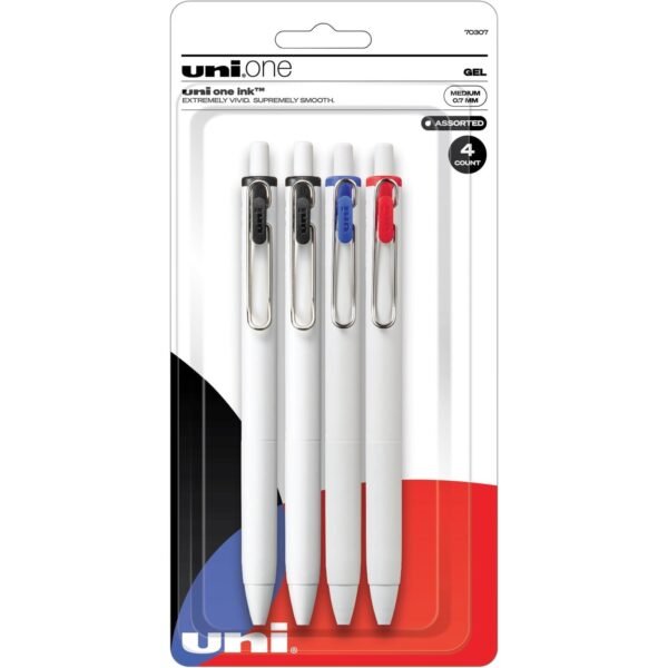 uni-ball uni® ONE Gel Pen 0.7 mm Medium Pen Point - Multi Ink - Gel-based - 4 / Pack (70307)