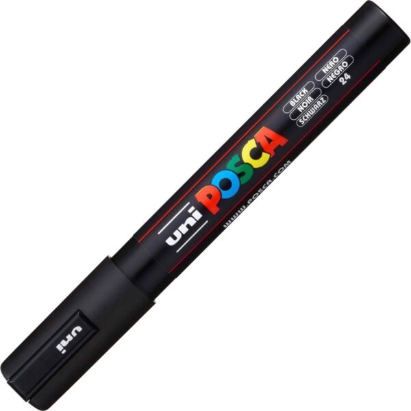 uni-ball uni® Posca PC-5M Paint Markers Medium Marker Point - Black Ink - Water Based, Pigment-based - 6 / Pack (PC5MBLACK)