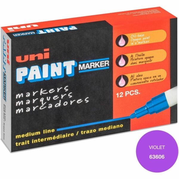 uni-ball uni® uni-Paint PX-20 Oil-Based Marker Medium Marker Point - Violet Ink - Oil Based - White Barrel - 1 Dozen (63606DZ)