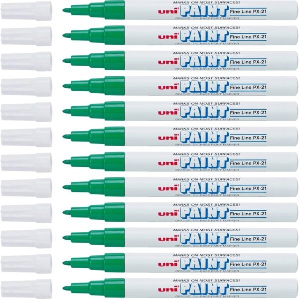 uni-ball uni® uni-Paint PX-21 Oil-Based Marker Fine Marker Point - Green Ink - Oil Based - 1 Dozen (63704DZ)