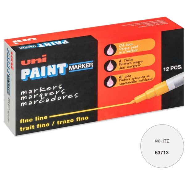 uni-ball uni® Uni-Paint PX-21 Oil-Based Marker Fine Marker Point - White Ink - Oil Based - 1 Dozen (63713DZ)
