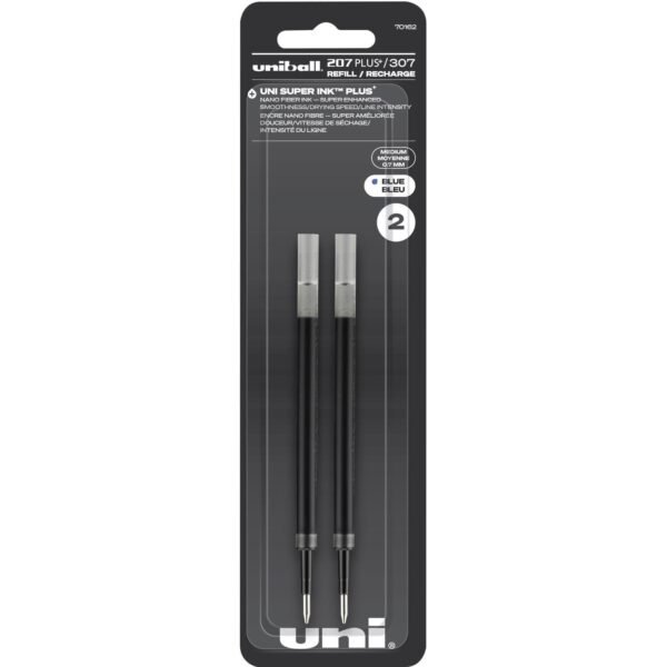 uni-ball uniball™ 207 PLUS+/307 Gel Pen Refill 0.70 mm - Blue Ink - Super Ink, Water Resistant, Fade Resistant, Fraud Resistant - 2 / Pack (70162)