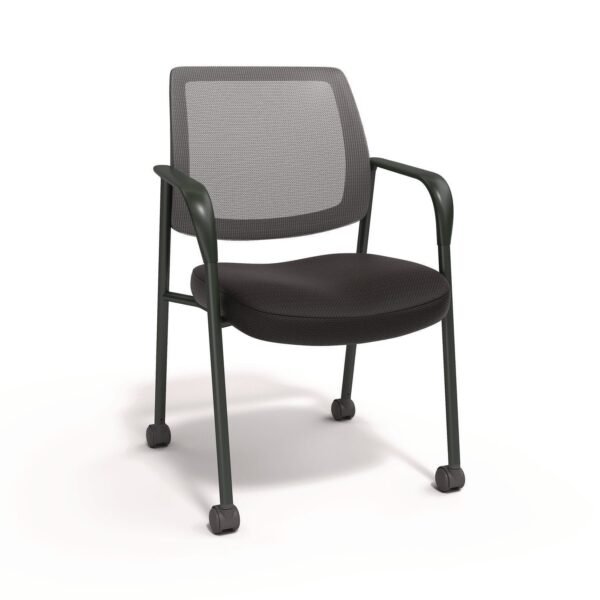 Union & Scale Essentials Mesh Back Fabric Guest Chair, 24.41" x 23.62" x 35.04", Black Seat, Black Back, Black Frame (UN61297)
