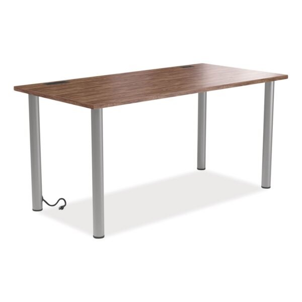 Union & Scale Essentials Writing Table-Desk with Integrated Power Management, 59.7" x 29.3" x 28.8", Espresso/Aluminum (24398967)