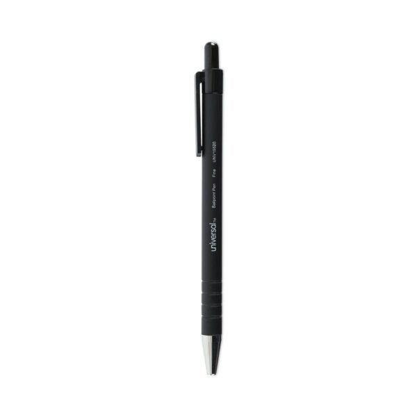 Universal Ballpoint Pen, Retractable, Fine 0.7 mm, Black Ink, Black Barrel, Dozen (UNV15520)
