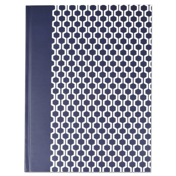 Universal Casebound Hardcover Notebook, 1-Subject, Wide/Legal Rule, Dark Blue/White Cover, (150) 10.25 x 7.63 Sheets (UNV66351)