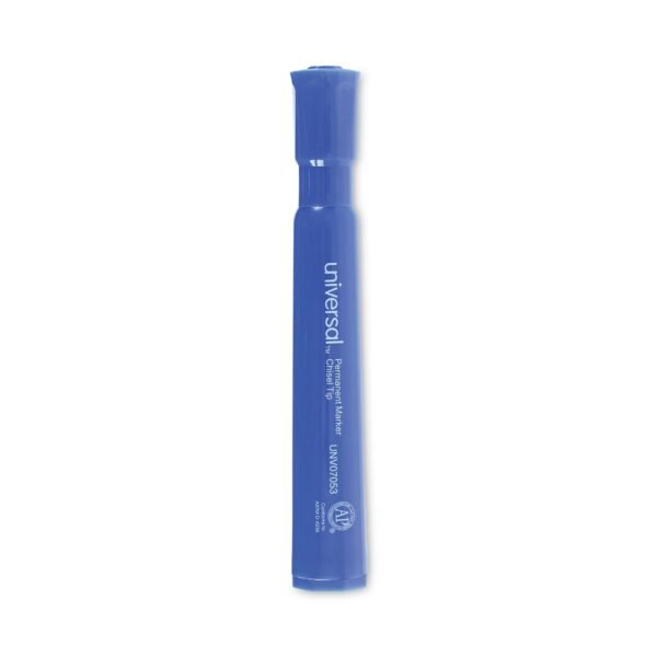 Universal Chisel Tip Permanent Marker, Broad Chisel Tip, Blue, Dozen (UNV07053)