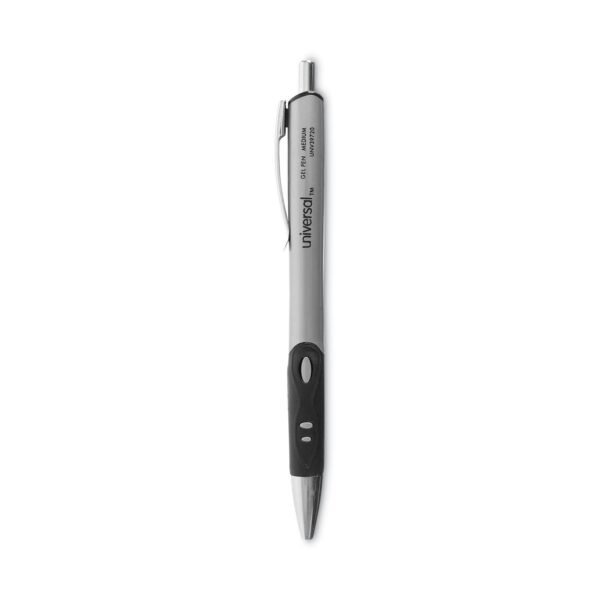 Universal Comfort Grip Gel Pen, Retractable, Medium 0.7 mm, Black Ink, Gray/Black/Silver Barrel, Dozen (UNV39720)