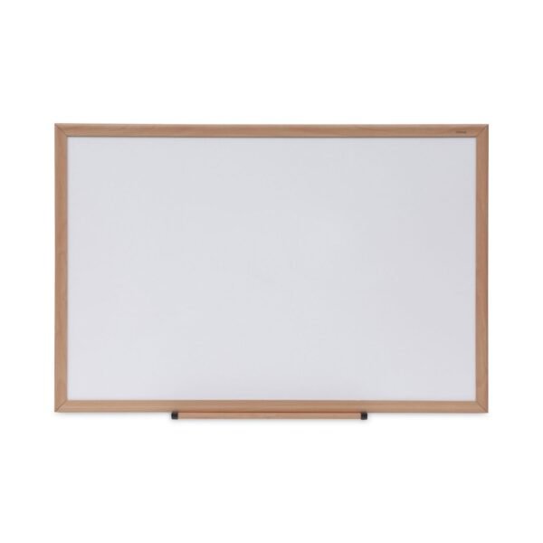 Universal Deluxe Melamine Dry Erase Board, 36 x 24, Melamine White Surface, Oak Fiberboard Frame (UNV43619)