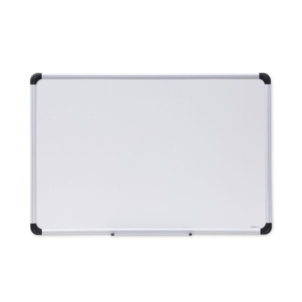 Universal Deluxe Porcelain Magnetic Dry Erase Board, 36 x 24, White Surface, Silver/Black Aluminum Frame (UNV43841)