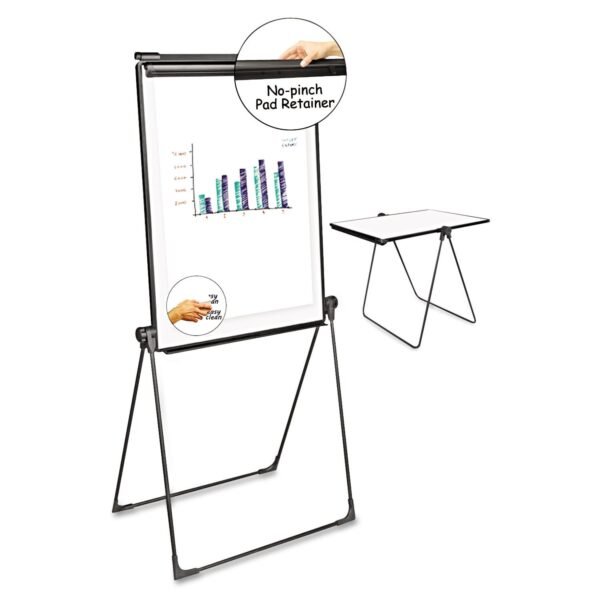 Universal Foldable Double-Sided Dry Erase Easel, Two Configurations, 29 x 41, White Surface, Black Plastic Frame (UNV43030)
