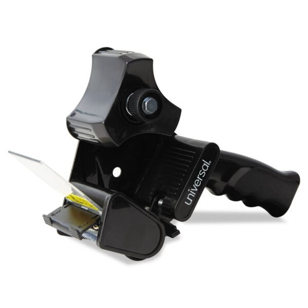 Universal Handheld Box Sealing Tape Dispenser, 3" Core, For Rolls Up to: 2" x 110 yds, Black (UNV88000)