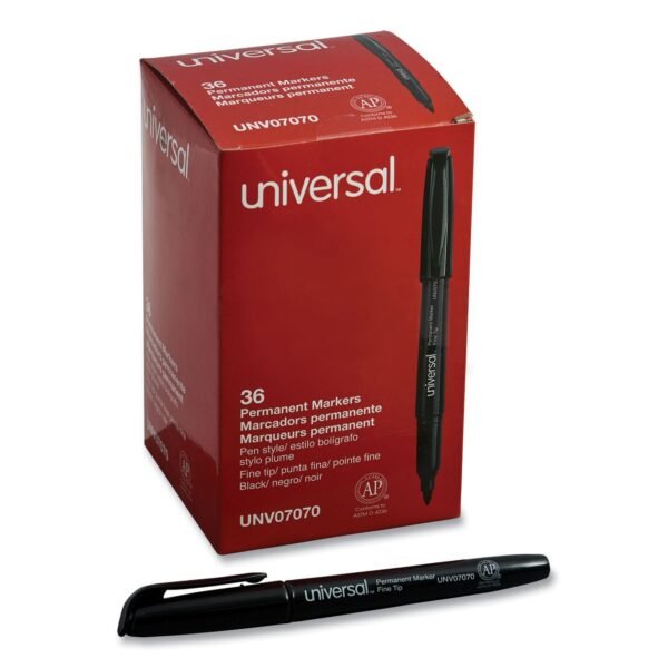 Universal Pen-Style Permanent Marker Value Pack, Fine Bullet Tip, Black, 36/Pack (UNV07070)