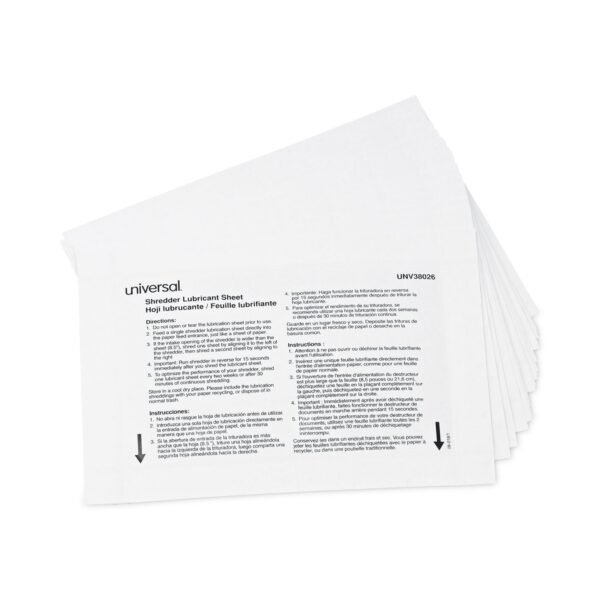 Universal Shredder Lubricant Sheets, 8.4 x 5.9, 24 Sheets/Pack (UNV38026)
