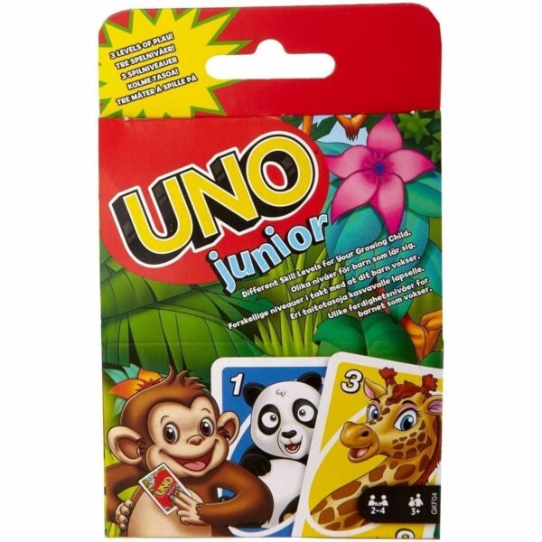 UNO Junior Card Game For Kids With Simple Rules & Animal Matching For 2-4 Player (GKF04)