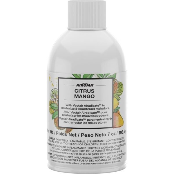Vectair Systems Airoma Dispenser Fragrance Refill Aerosol - 6000 ft³ - Citrus Mango - 60 Day - Odor Neutralizer - 12 / Carton (AIRCIT)