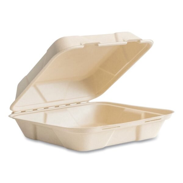 Vegware Nourish Molded Fiber Takeout Container, Compostable, 9 x 10 x 2, Natural, Sugarcane, 200/Carton (B027N)