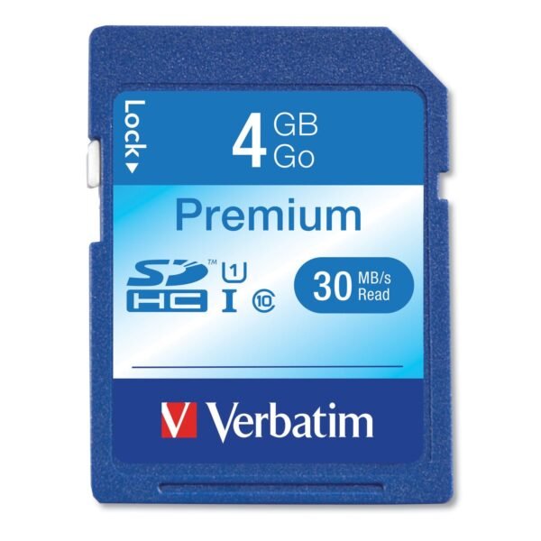Verbatim 4GB Premium SDHC Memory Card, UHS-I U1 Class 10, Up to 30MB/s Read Speed (96171)