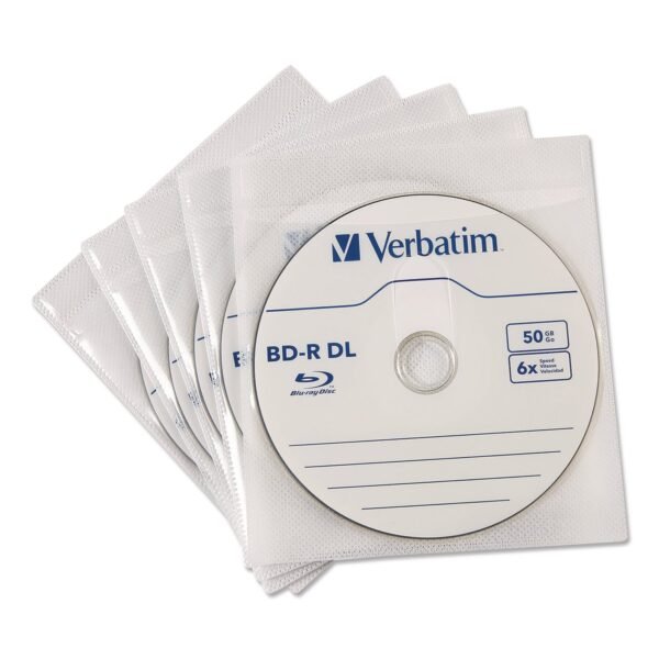 Verbatim CD/DVD Sleeves, White, 50/Pack (71125)