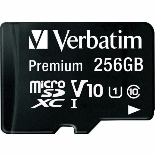 Verbatim Premium 256 GB Class 10/UHS-I (U1) microSDXC - 1 Pack 100 MB/s Read - Lifetime Warranty (70364)