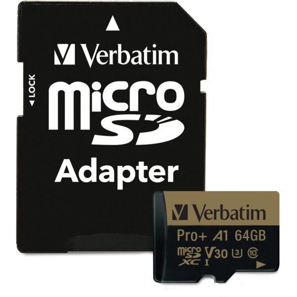 Verbatim PRO Plus 64 GB Class 10/UHS-I (U3) microSDXC - 1 Pack 100 MB/s Read - 80 MB/s Write - 666x Memory Speed - Lifetime Warranty (70002)