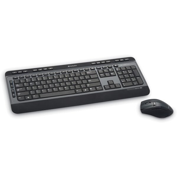 Verbatim Wireless Multimedia Keyboard and 6-Button Mouse Combo - Black USB Type A Wireless RF - Black - USB Type A Wireless RF - Optical - Scroll Wheel - Black - Multimedia Hot...
