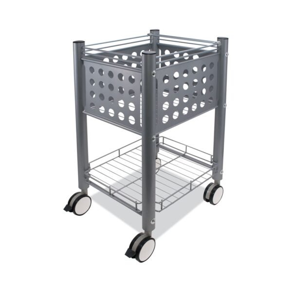 Vertiflex Sidekick File Cart, Metal, 1 Shelf, 1 Bin, 13.75" x 15.5" x 26.25", Matte Gray (VF52002)