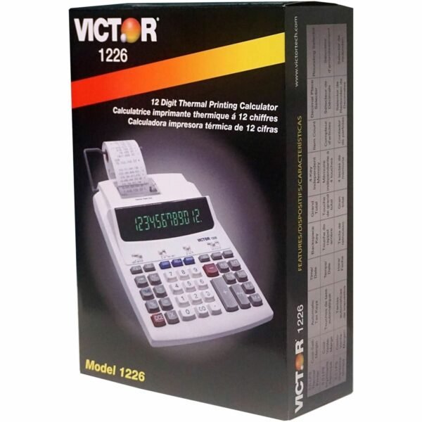 Victor 12-Digit Thermal Printing Calculator Thermal - 12 Digits - LED - White - 1 Each (1226)
