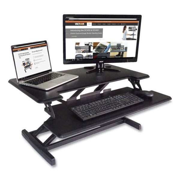 Victor High Rise Height Adjustable Compact Standing Desk with Keyboard Tray, 32.5 x 25 x 19, Black (DCX610)