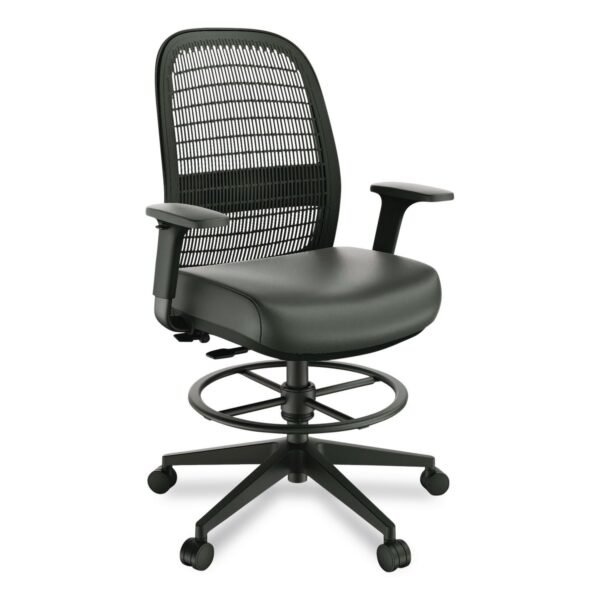 Workplace2.0 Health Bedford Drafting Stool, Supports Up to 275 lb, 26.5x 33.6 Seat Height, Black Seat, Black Back, Black Base (WP62575)