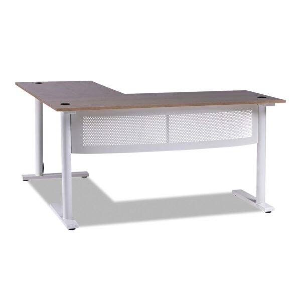 Workspace by Alera L-Shaped Writing Desk, 59.05" x 59.05" x 29.53", Beigewood/White (ALEWSL5959WB)