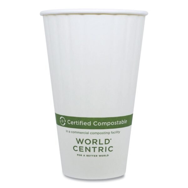World Centric Double Wall Paper Hot Cups, 16 oz, White, 600/Carton (CUPA16D)