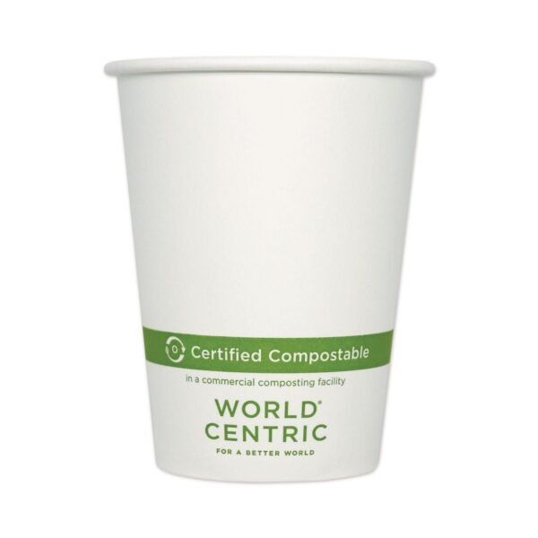 World Centric Paper Hot Cups, 12 oz, White, 1,000/Carton (CUPA12)