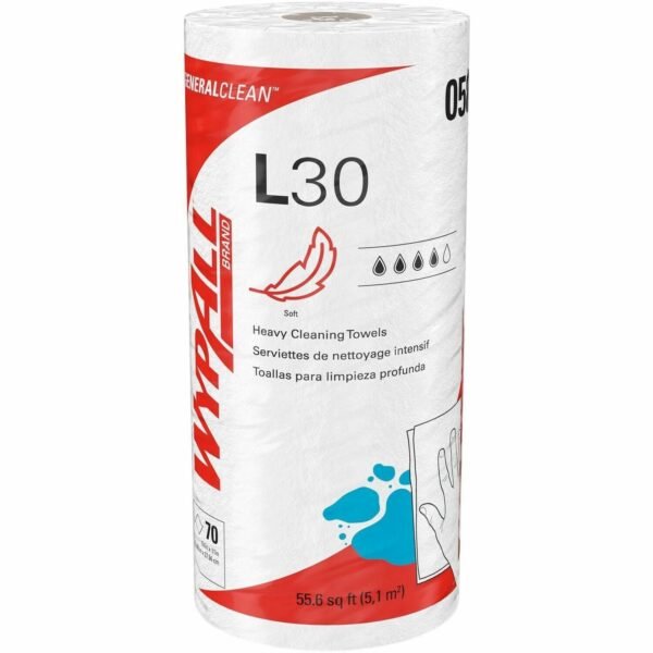 Wypall GeneralClean L30 Heavy Cleaning Towels 11" Width x 10.40" Length - 70 Sheets/Roll - White - 70/Roll - 1 Each (05843)